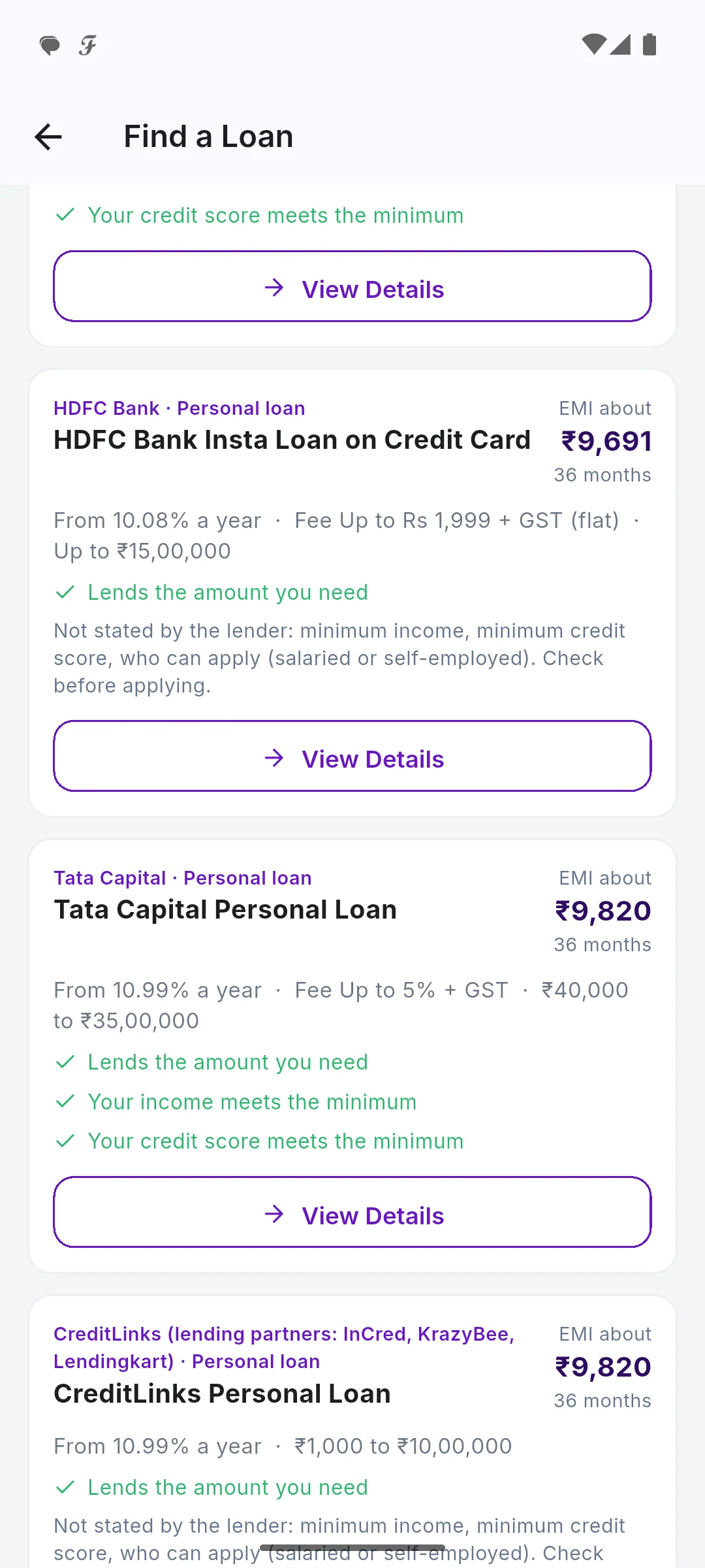 Loans you can get, lowest rate first